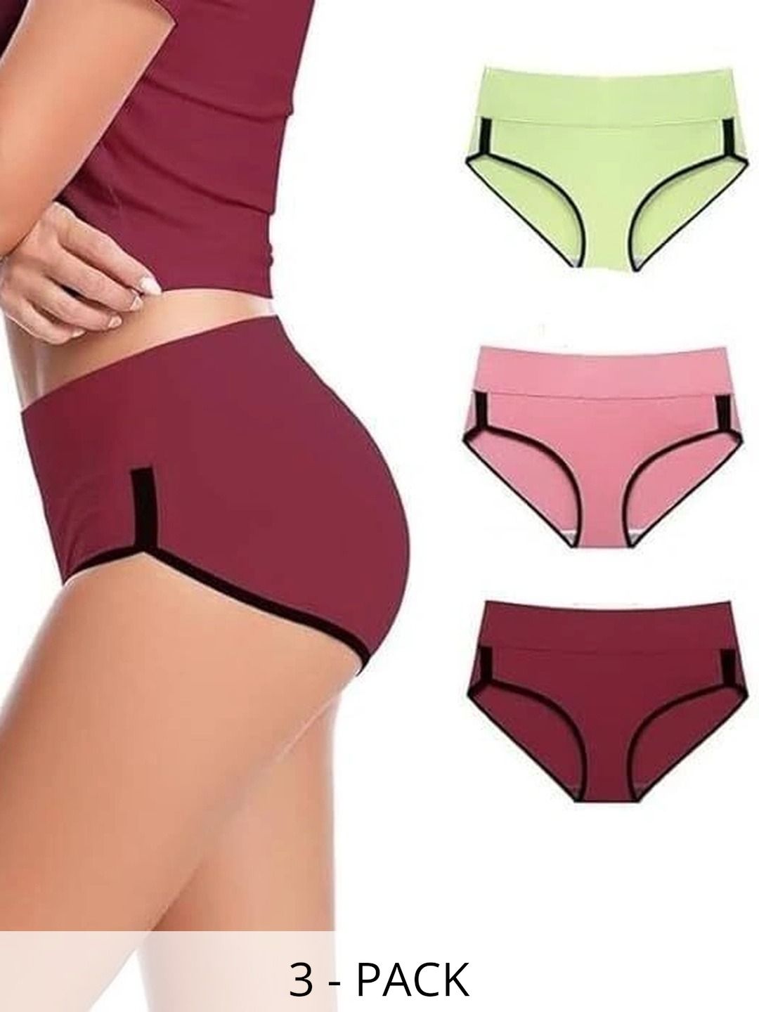 Bebron Women Pack of 3 Colourblocked Assorted Boy Shorts-picture-21
