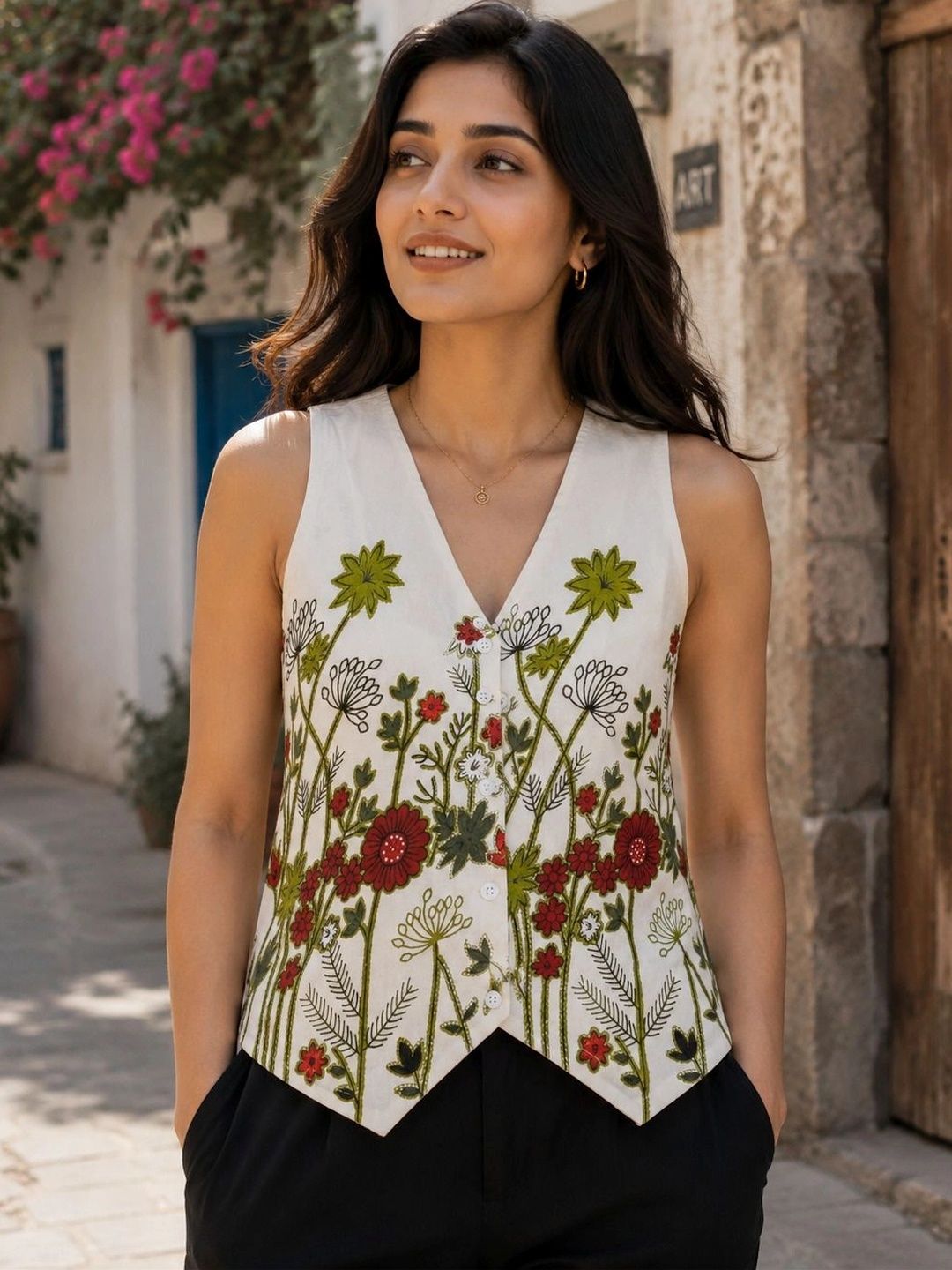 DAMAAR TEXTILE Floral Embroidered Top-picture-52