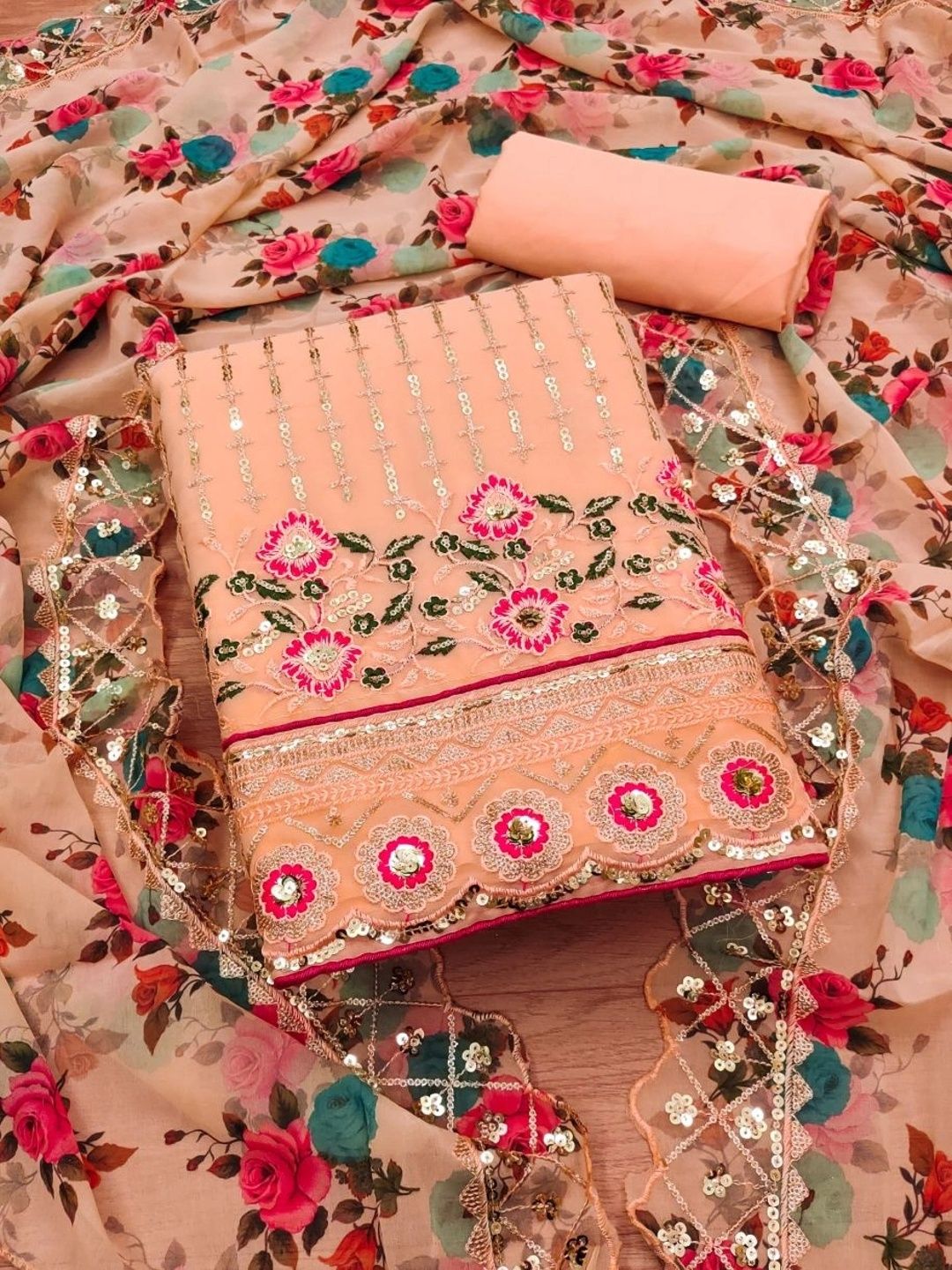 House of Pataudi Embroidered Unstitched Dress Material-picture-46
