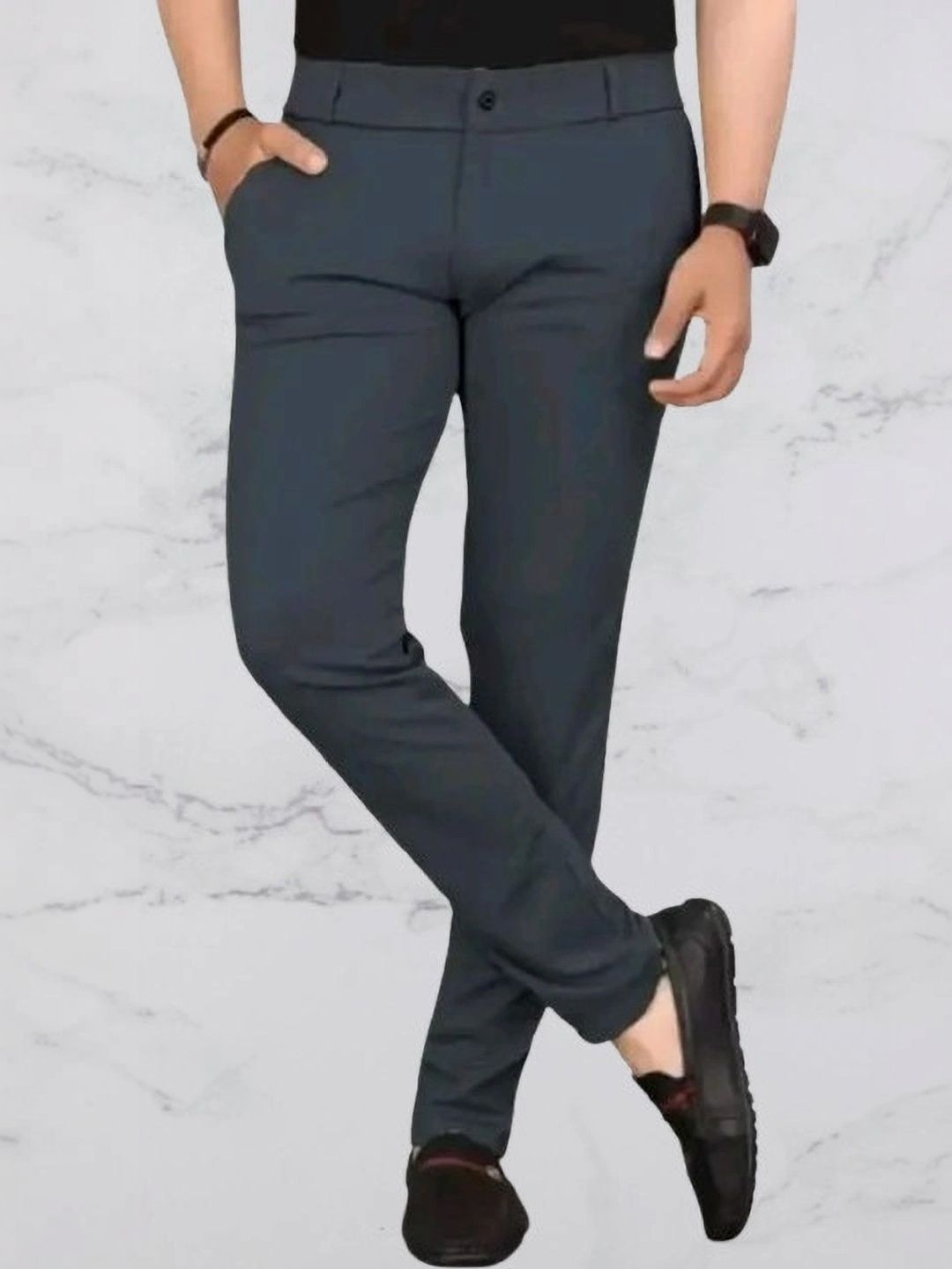 Nitya TrackP Men Smart Slim Fit Easy Wash Chinos Trousers-picture-53