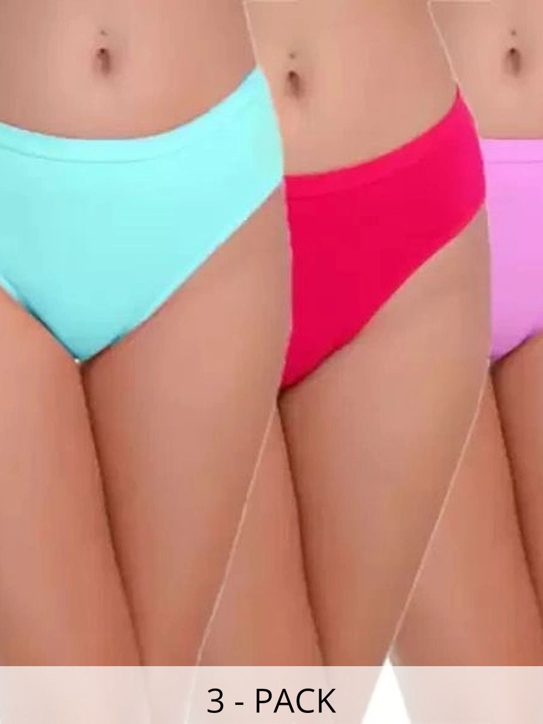 Bebron Women Pack of 3 Assorted Cotton Basic Briefs-image-30