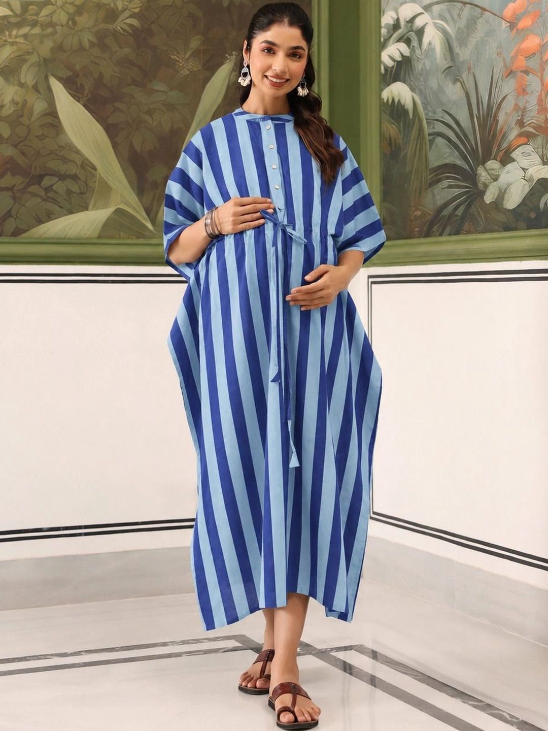 CRAFIQA Striped Maxi Nightdress-image-17