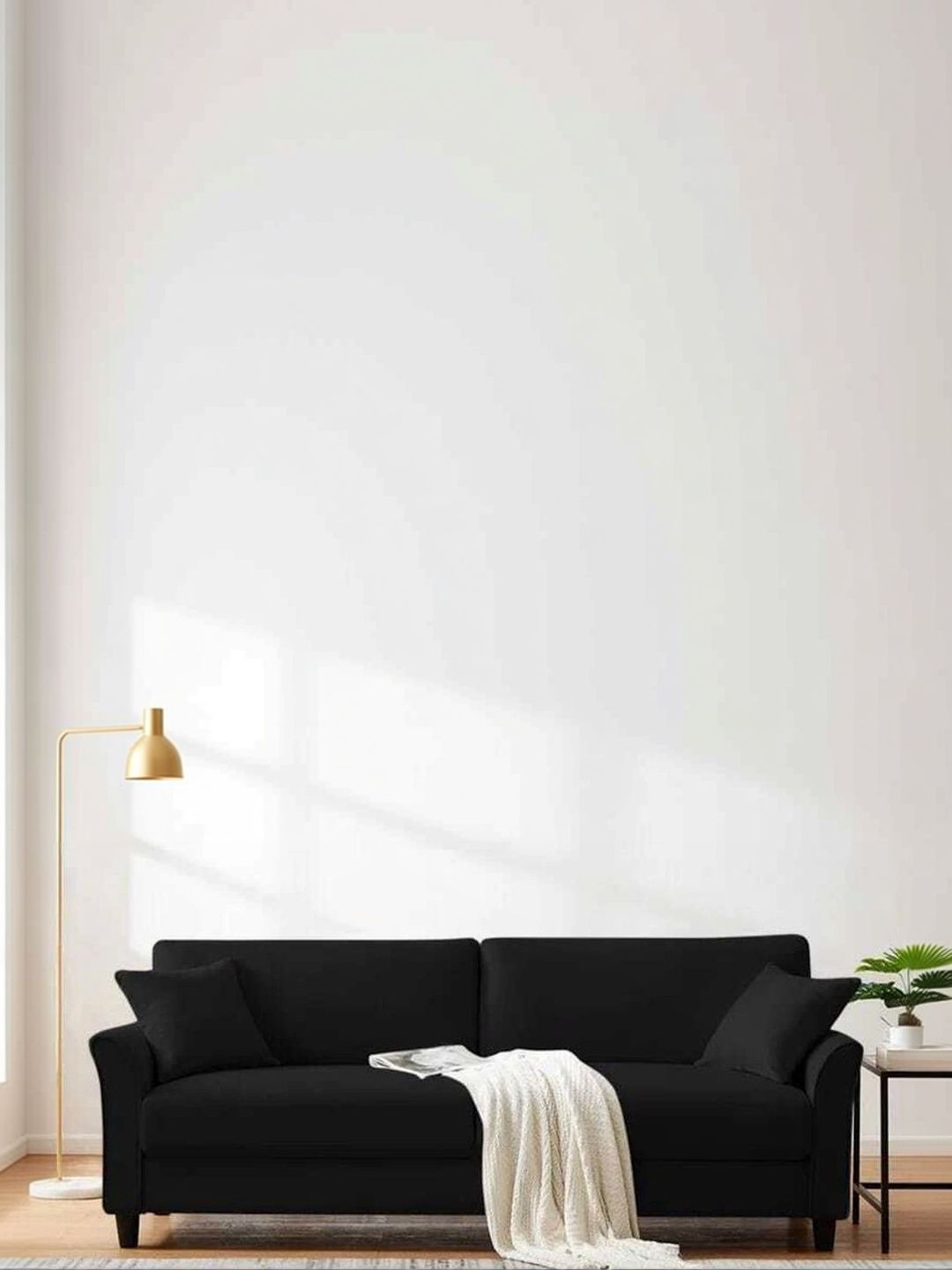 INDIAWOODMART Black Leather & Wooden 2-Seater Sofa-picture-45