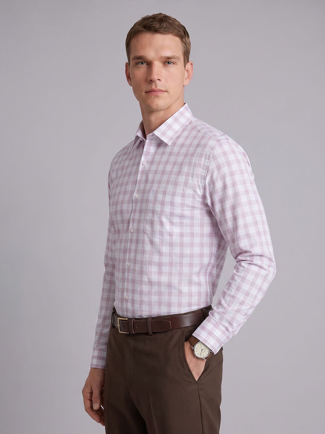 Arrow Manhattan Slim Fit Gingham Checks Formal Shirt-picture-29
