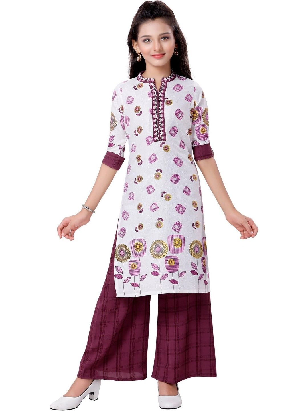 MASTARANG Girls Floral Printed Regular Kurti with Palazzos-image-5