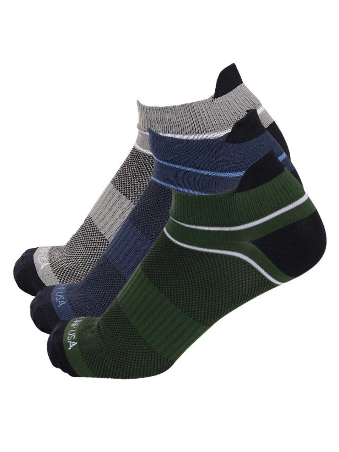JUMP USA Unisex Pack of 3 Assorted Striped Ankle Length Socks-picture-8