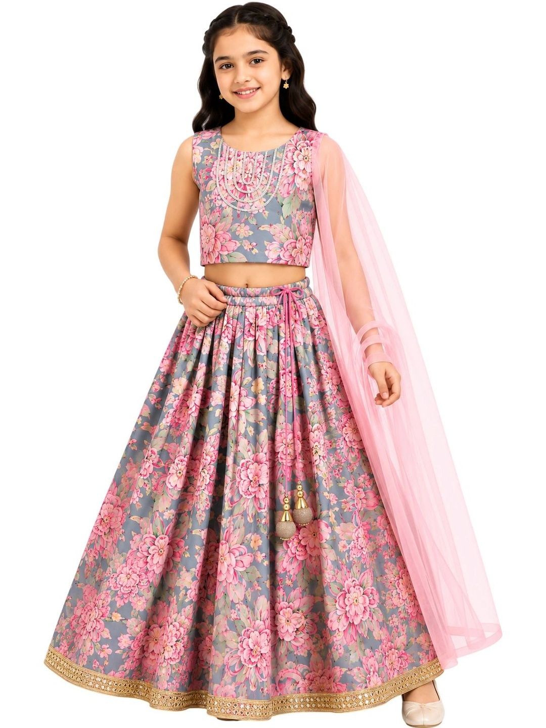 Leons Fab Girls Printed Thread Work Ready to Wear Lehenga & Blouse With Dupatta-picture-13