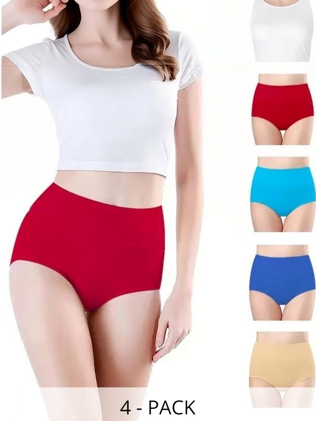 Bebron Women Pack of 4 Assorted Cotton Basic Briefs-picture-14