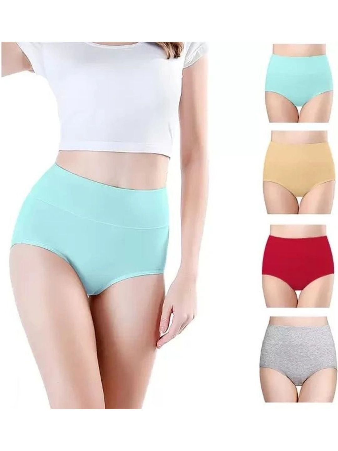 Bebron Women Pack of 4 Assorted Cotton Basic Briefs-picture-35