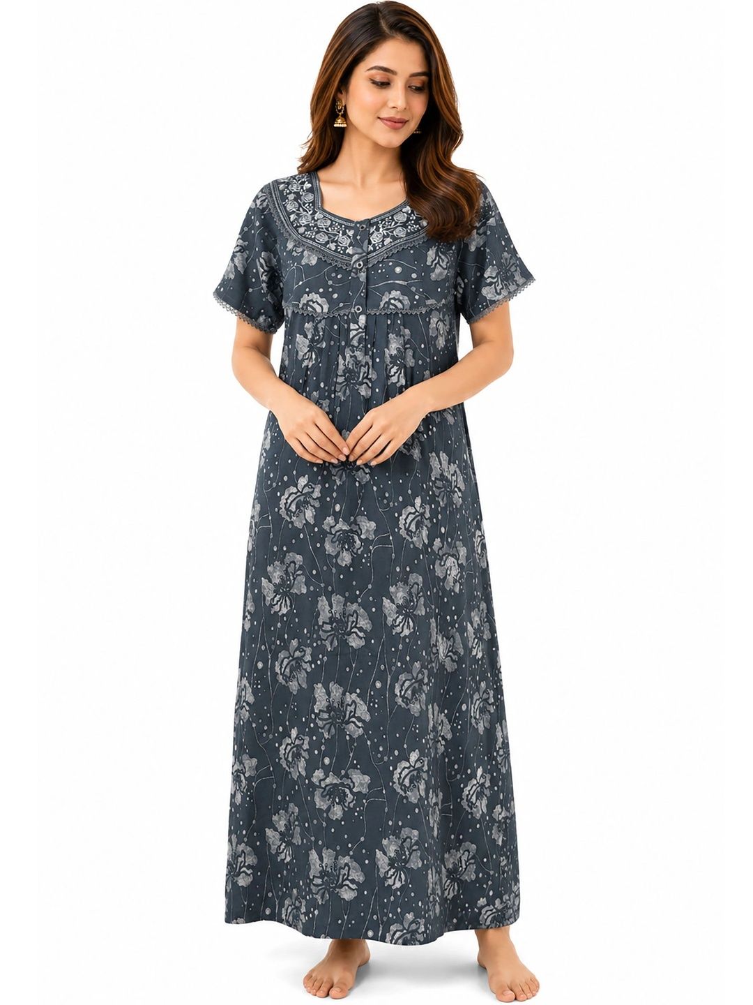 Orchid Elegance Printed Maxi Nightdress-image-25