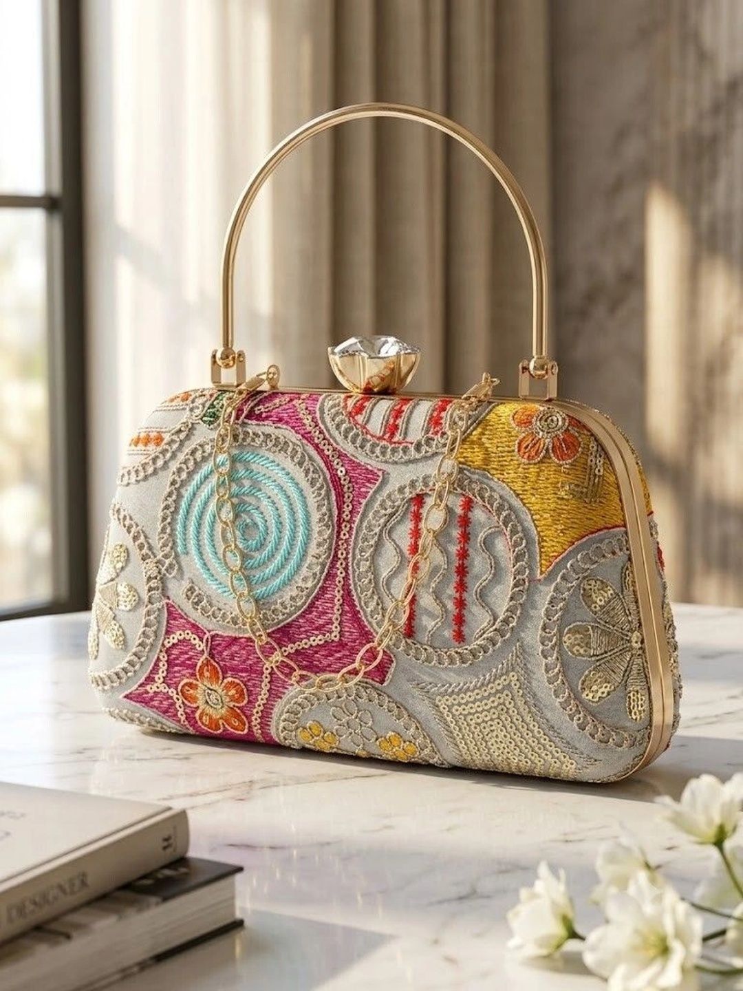 MISHA Embroidered Embellished Box Clutch-picture-22