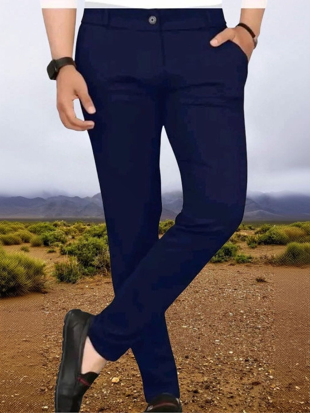 Nitya TrackP Men Smart Slim Fit Easy Wash Trousers-picture-33