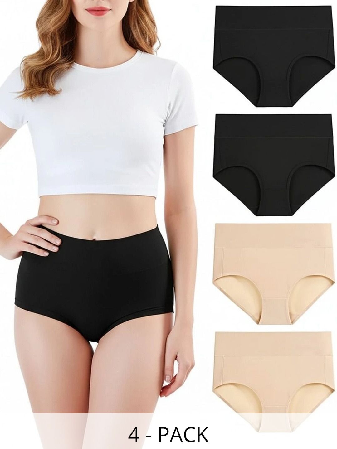 Bebron Women Pack of 4 Assorted Cotton Basic Briefs-picture-34