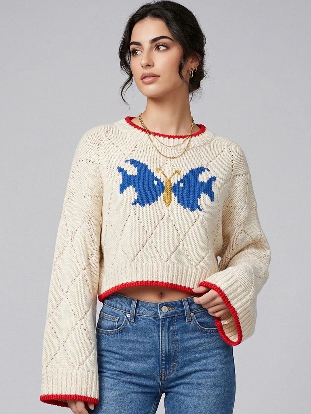 Suo Women Cable Knit Crop Pullover-picture-42