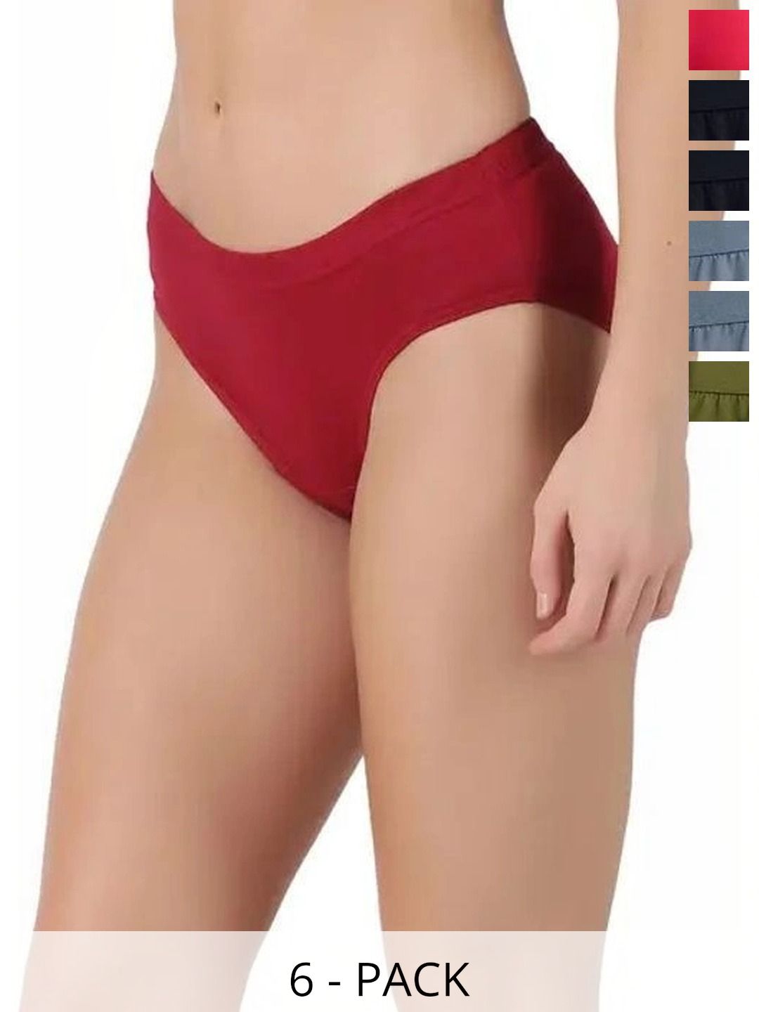 Bebron Women Pack of 6 Assorted Cotton Bikini-picture-14