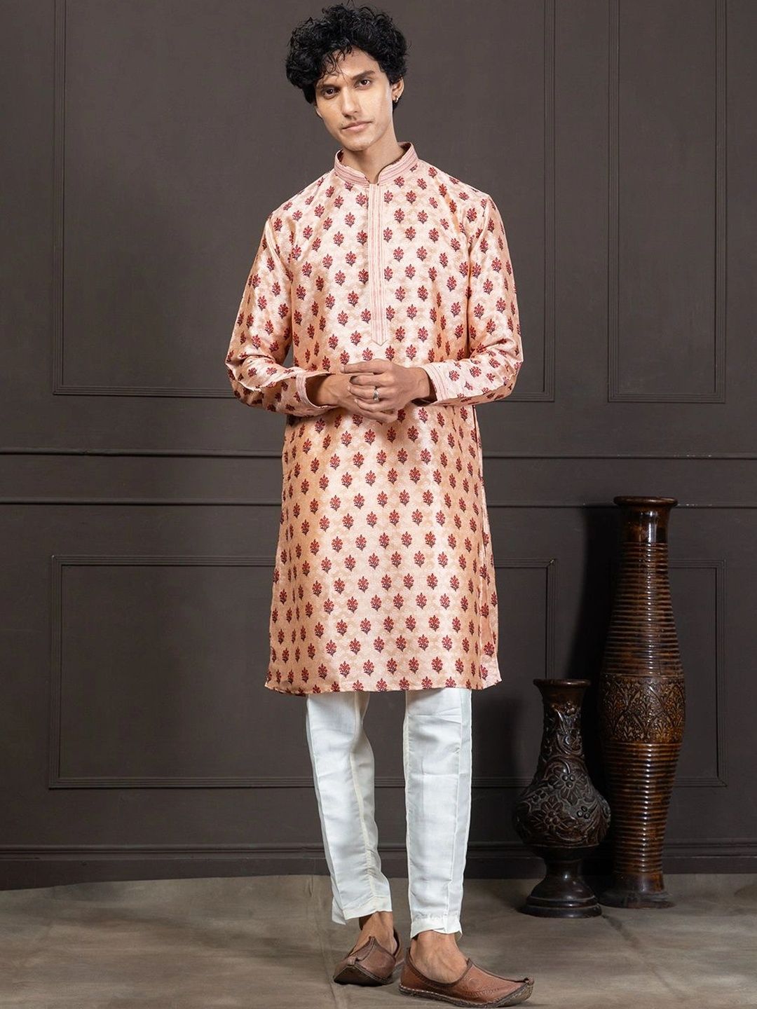 EKYAA Men Ethnic Motifs Printed Jacquard Kurta-picture-37