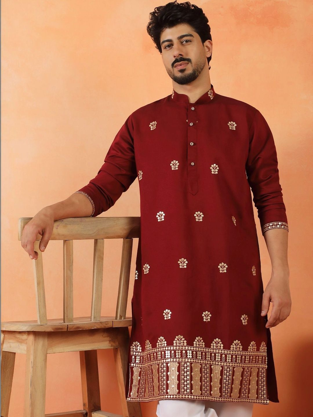 KRAFT INDIA Men Ethnic Motifs Embroidered Grandeur & Majestic Artwork Kurta-picture-42
