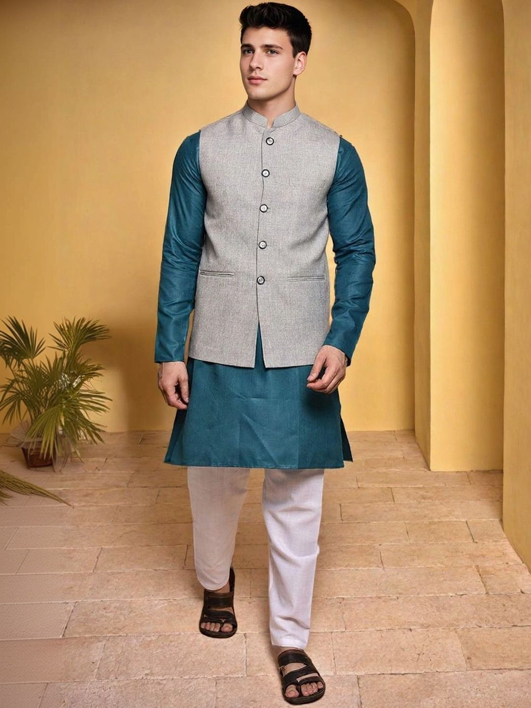 Moda Rapido Men Regular Pure Cotton Kurta with Trousers-picture-54