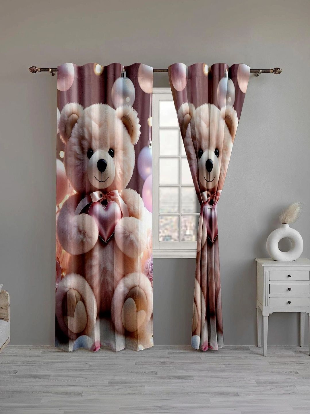 CURTAINRY Cream-Coloured Quirky Door Curtain-image-1