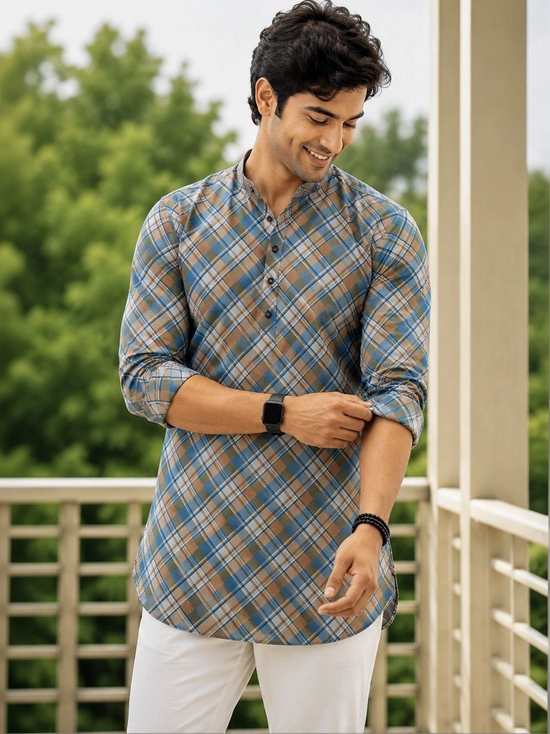 SKYWORRIX Men Checked Kurta-picture-23