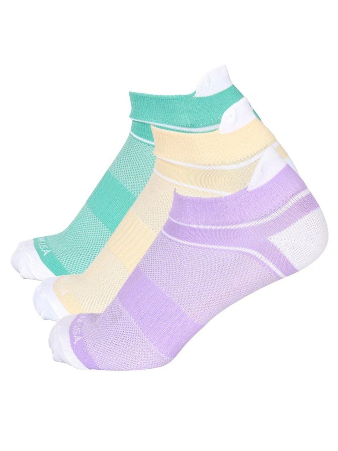 JUMP USA Unisex Pack of 3 Assorted Colourblocked Ankle Length Socks-picture-16