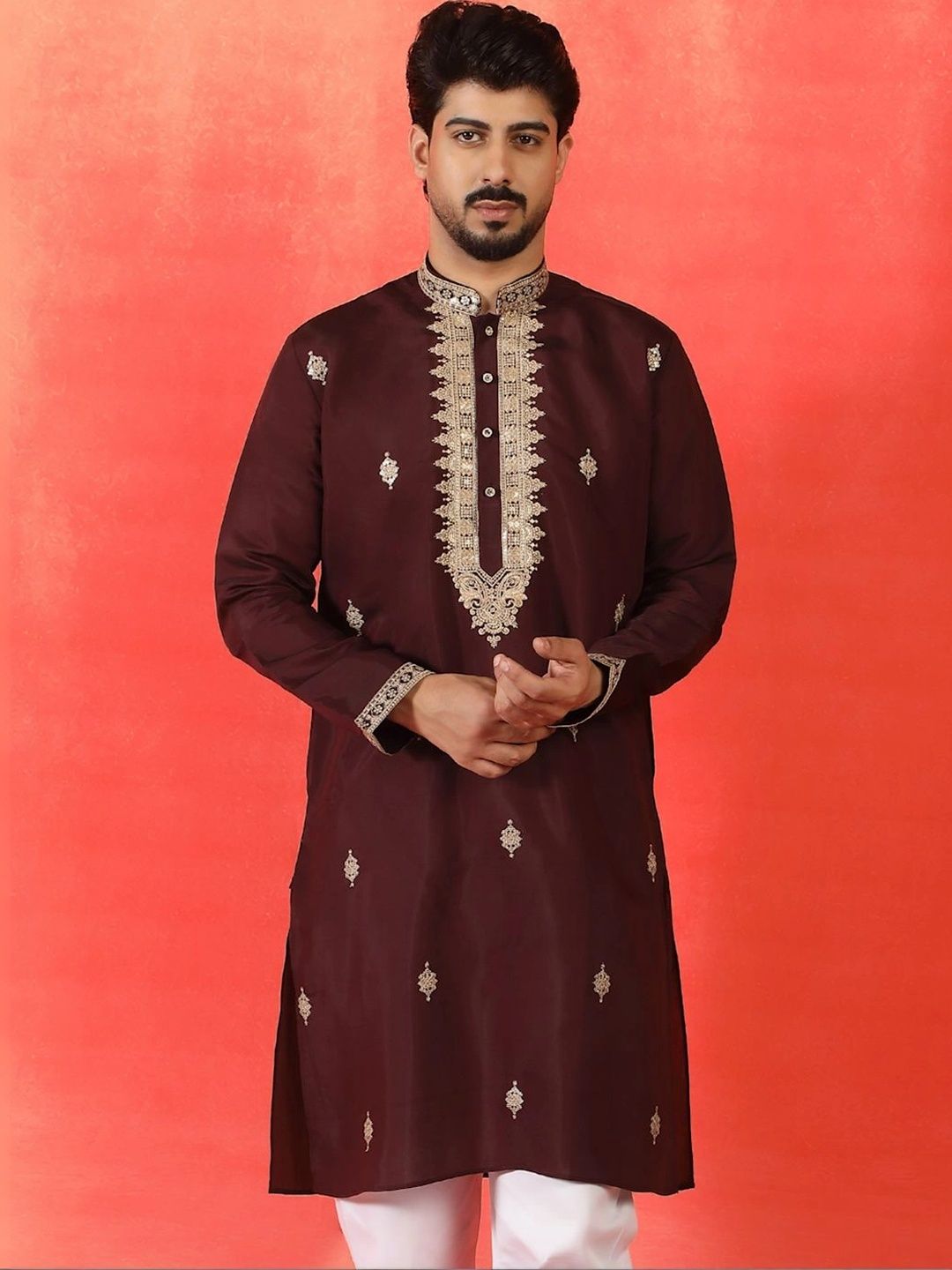 KRAFT INDIA Men Embroidered Thread Work Grandeur & Majestic Artwork Kurta-picture-40