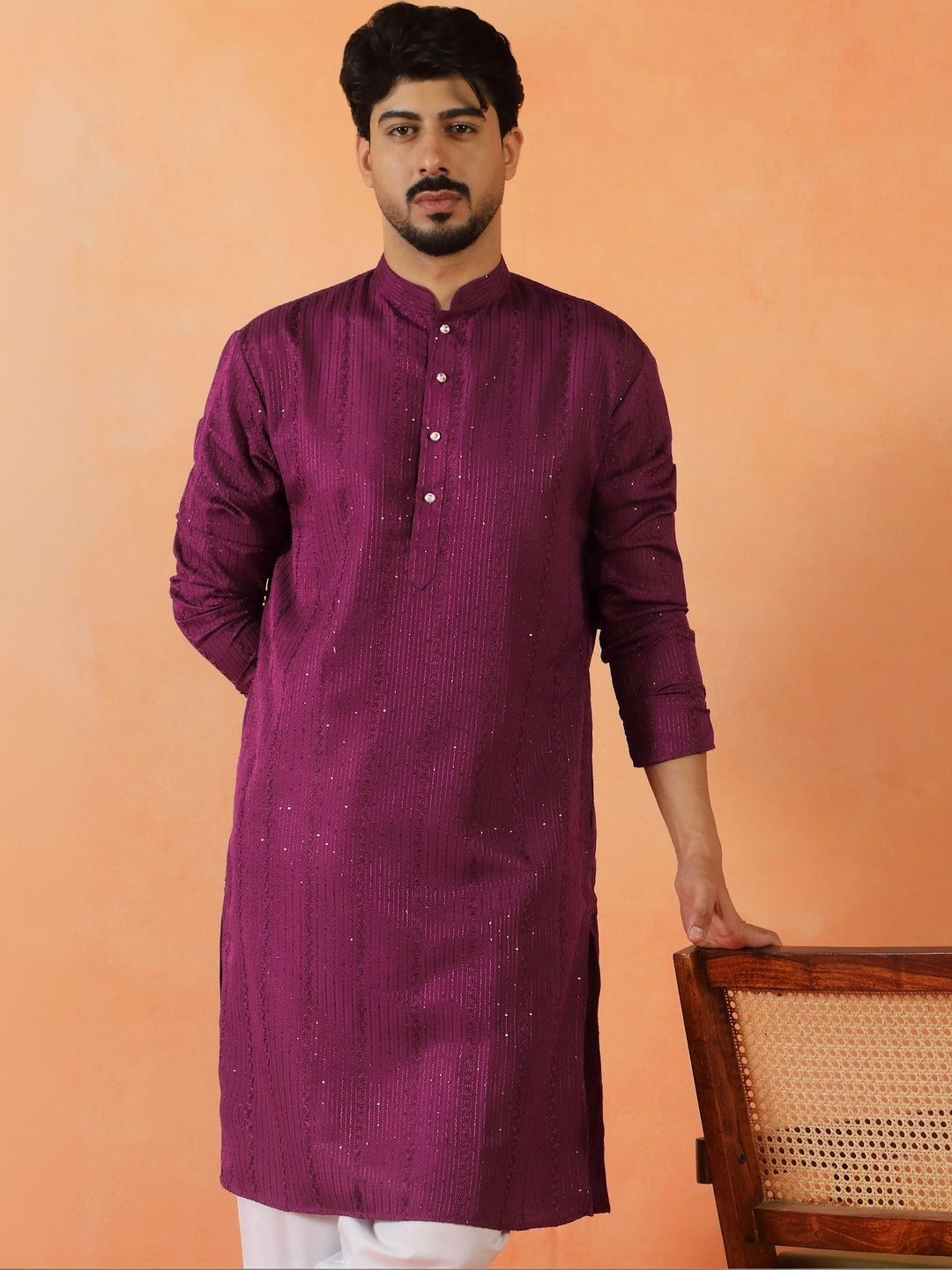KRAFT INDIA Men Sequinned Kurta-picture-31