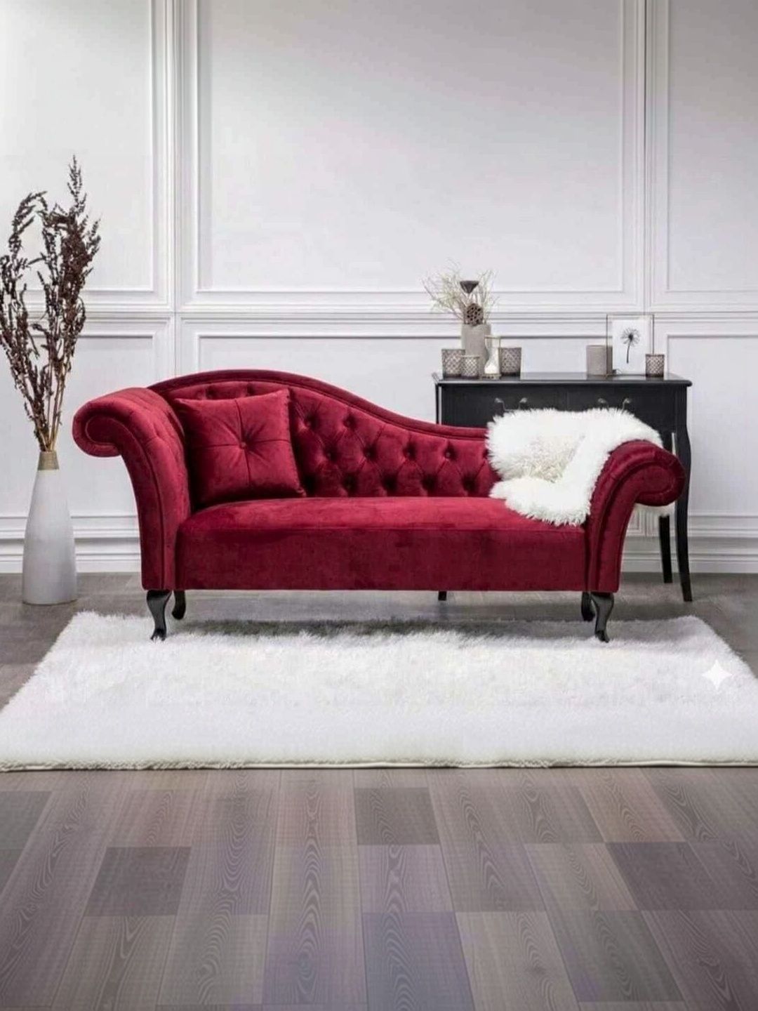 INDIAWOODMART Red Self Design Sheesham Wood Lounge Chair-picture-1
