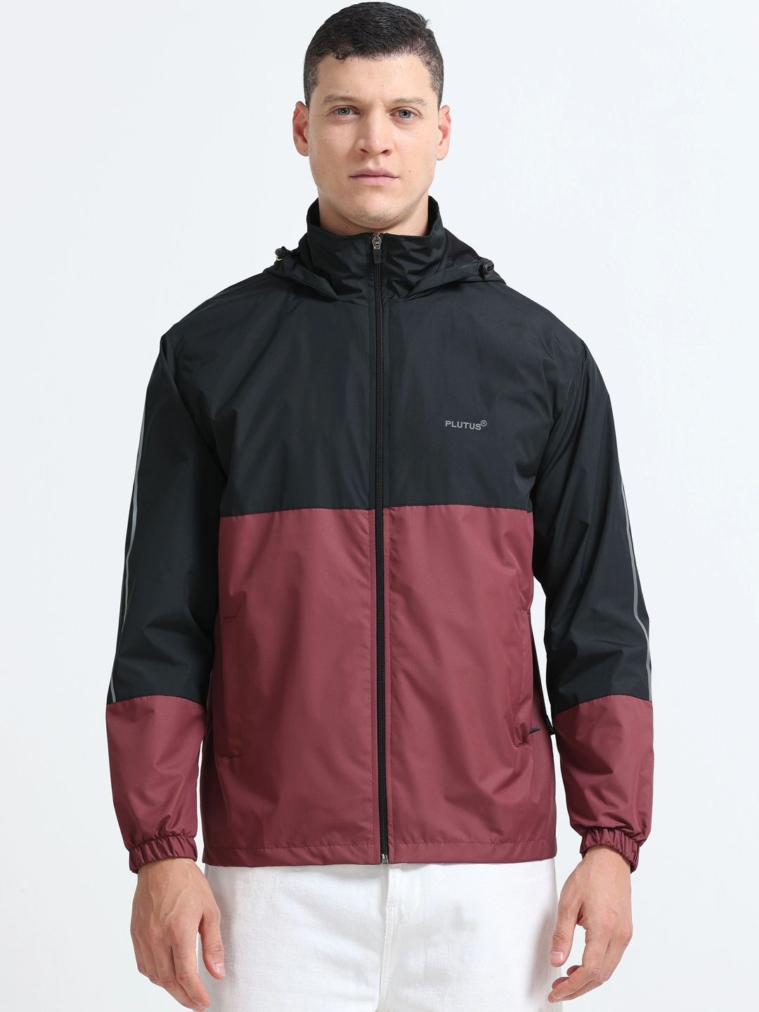 Plutus Men Colourblocked Reflective Strip Woven Jacket-picture-23