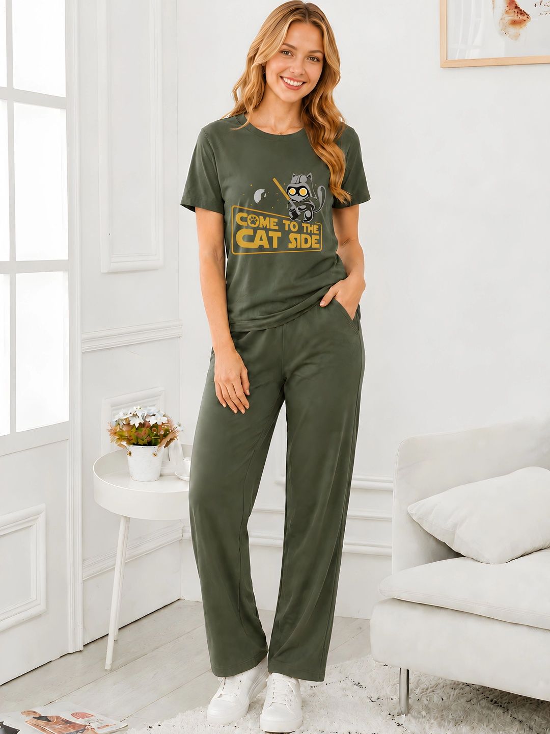 ELVIA Cotton Printed T-shirt with Trousers-picture-30
