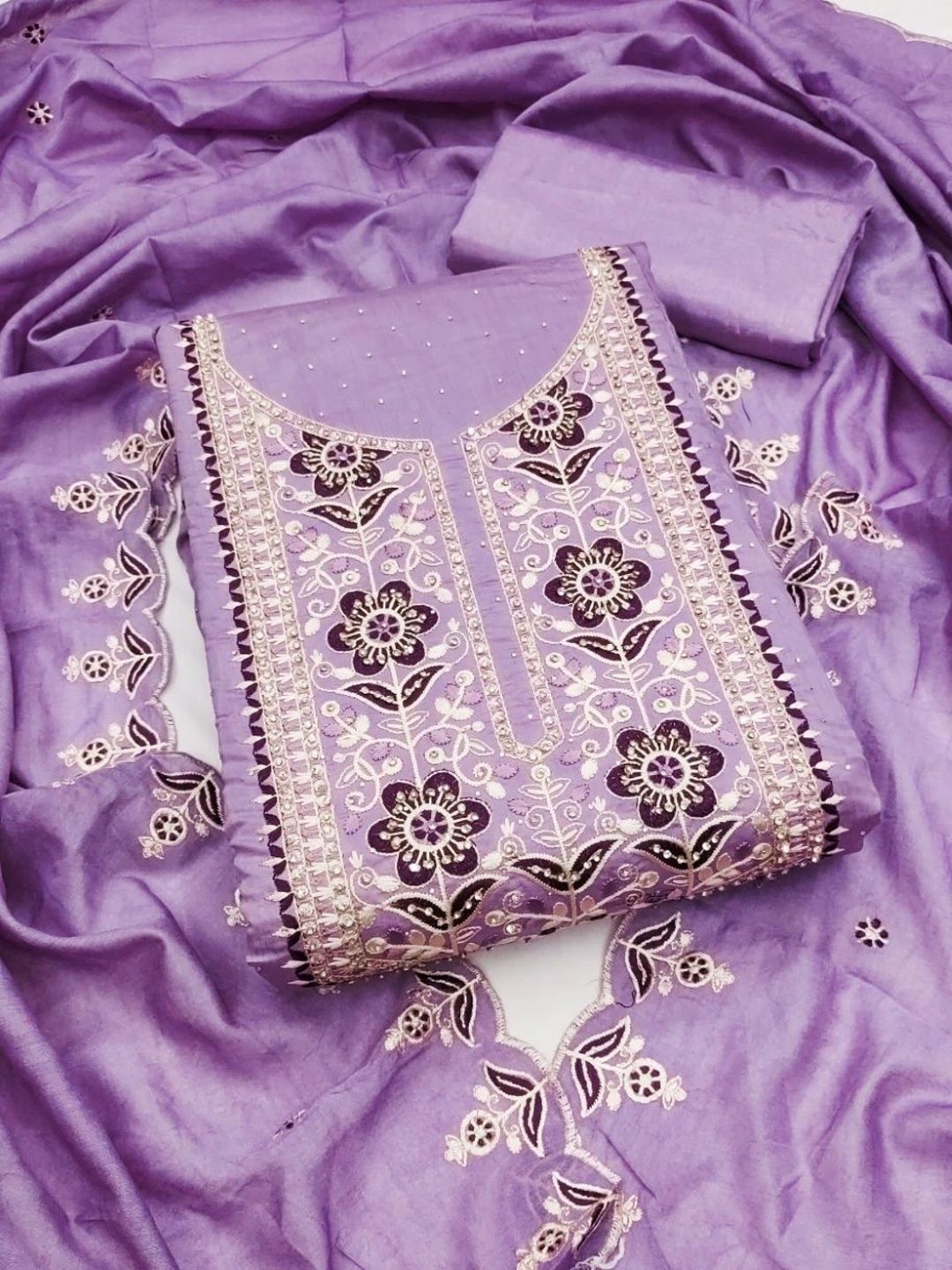 House of Pataudi Embroidered Unstitched Dress Material-picture-12
