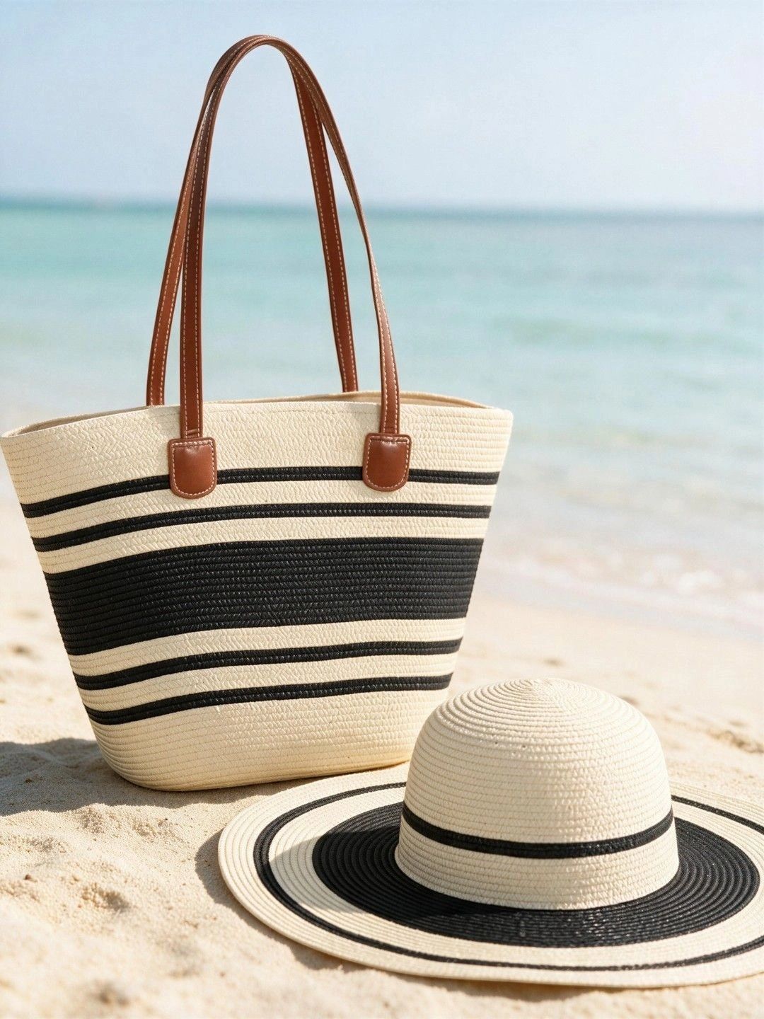 FIND STALK LOVE Striped Shopper Tote Bag-picture-58