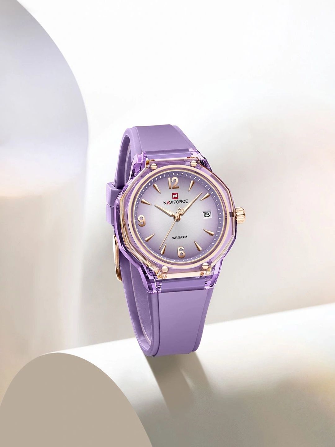 Naviforce Women Dial & Straps Analogue Date Aperture Watch NF6110 PE-PE-image-11