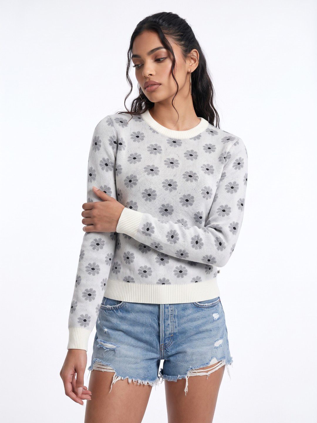 glitchez Floral Self Designed Knitted Pullover-picture-46