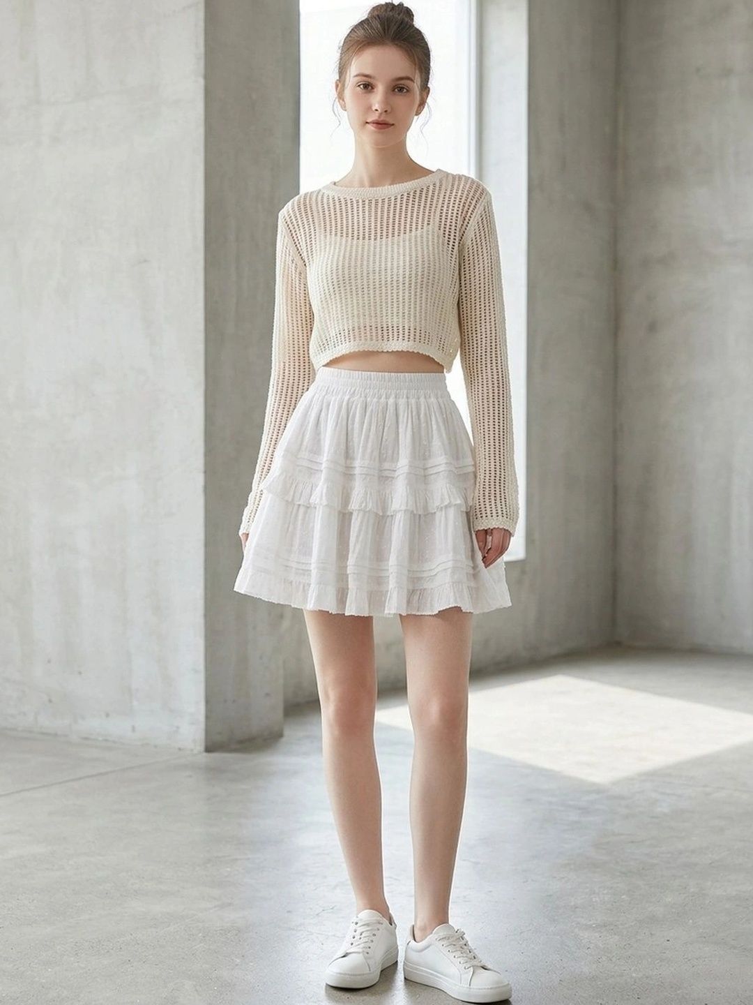 Suo Women Tiered Mini Flared Skirt-picture-54