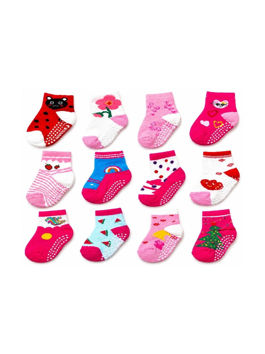 Nihvi Unisex Kids Pack of 4 Cotton Blend Assorted Patterned Ankle Length Socks-picture-19