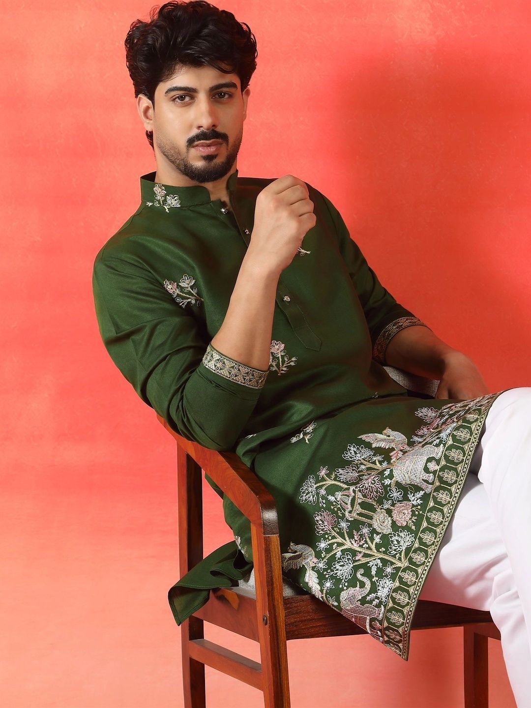 KRAFT INDIA Men Ethnic Motifs Embroidered Thread Work Grandeur & Majestic Artwork Kurta-picture-40