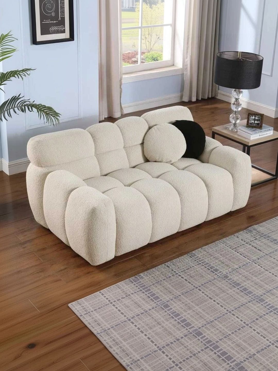 Soul craft Cream-Coloured Wooden 2 Seater Sofa With 2 Pillows-image-49