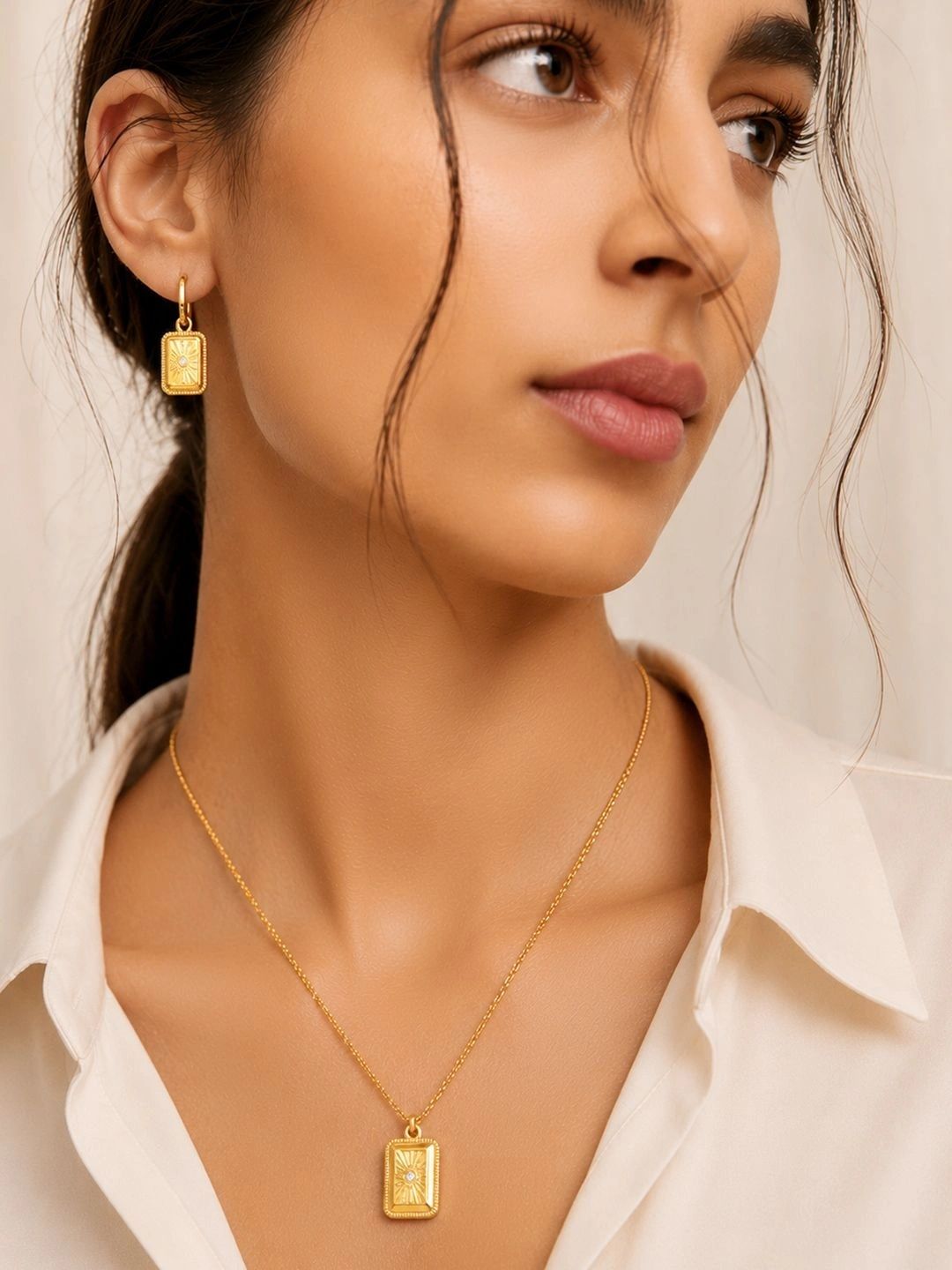 Rubans Gold-Plated Necklace and Earrings-picture-7