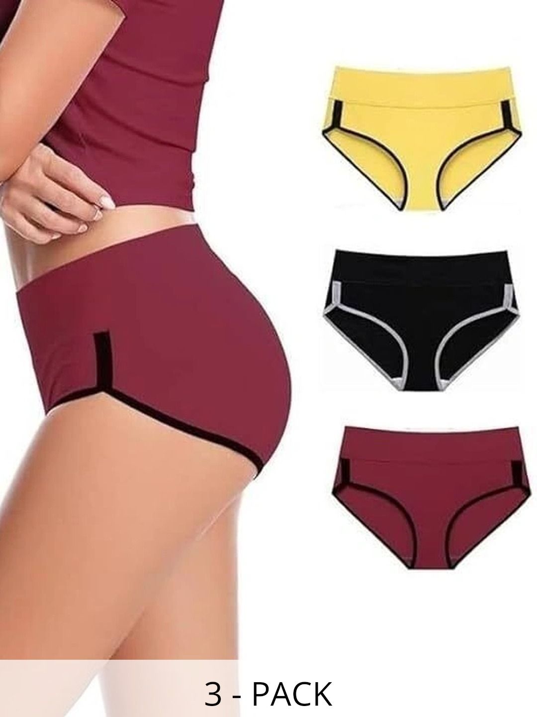 Bebron Women Pack of 3 Colourblocked Assorted Boy Shorts-picture-13