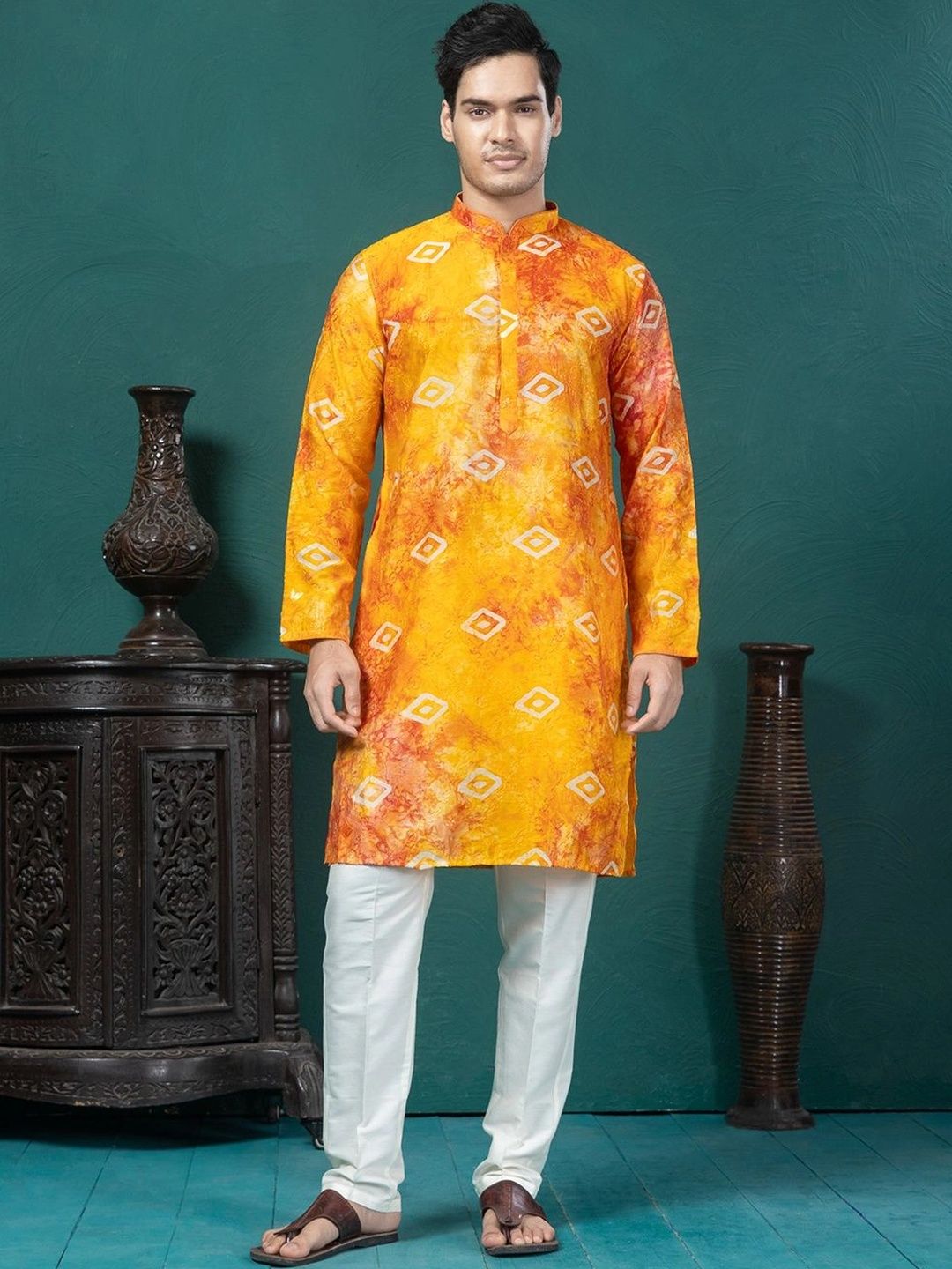 EKYAA Men Geometric Printed Kurta-image-31