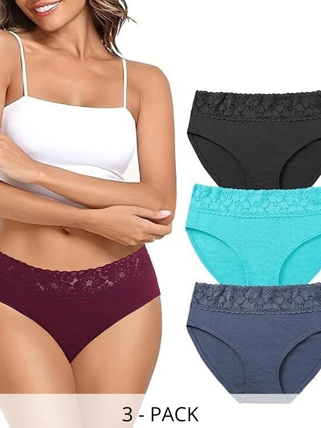 Bebron Women Pack of 3 Assorted Basic Briefs-picture-18