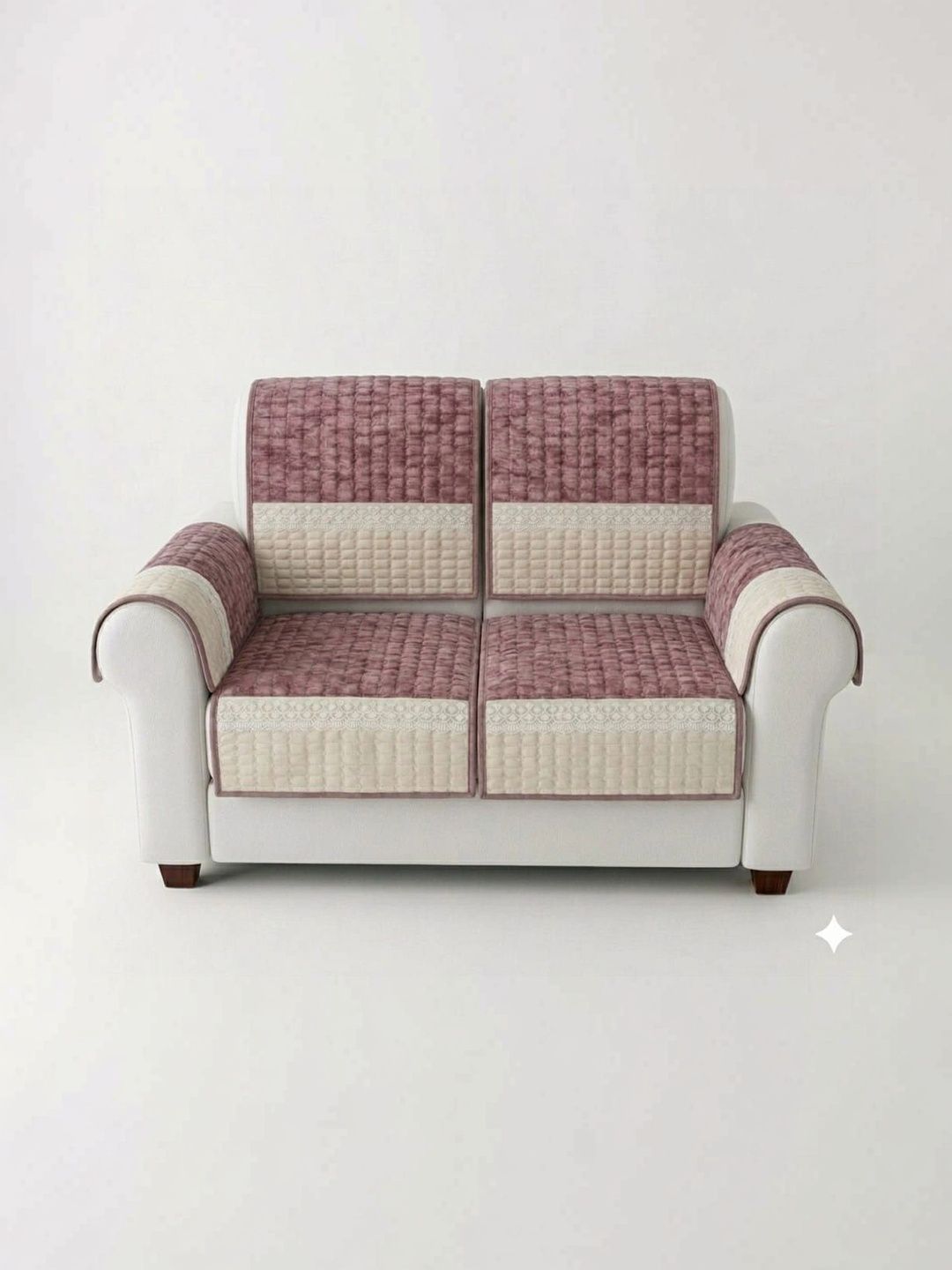 KANUM Pink Viscose Rayon Blend Sofa Cover With Arms-picture-32