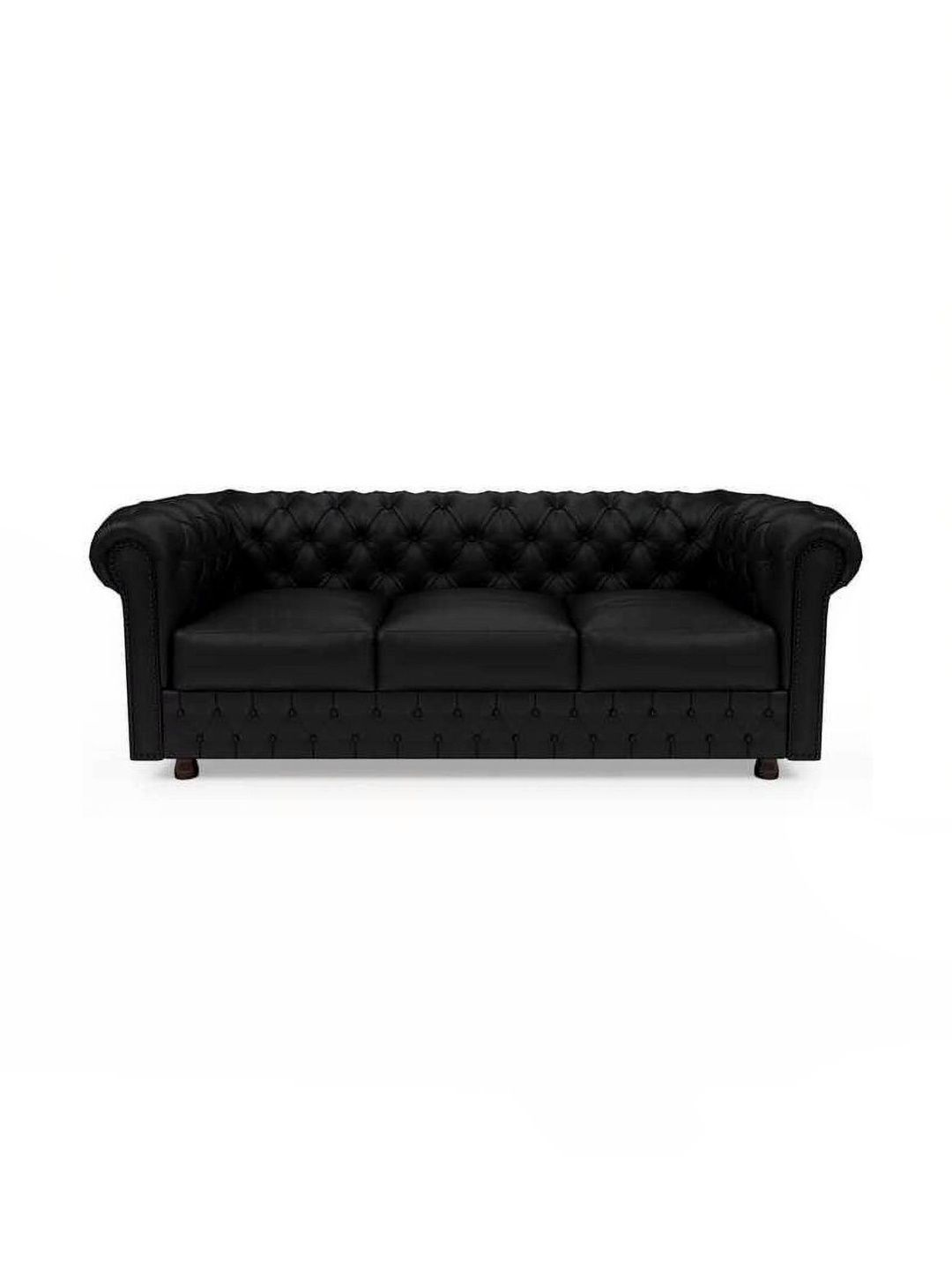 INDIAWOODMART Black Fabric & Wooden 3-Seater Sofa-picture-33