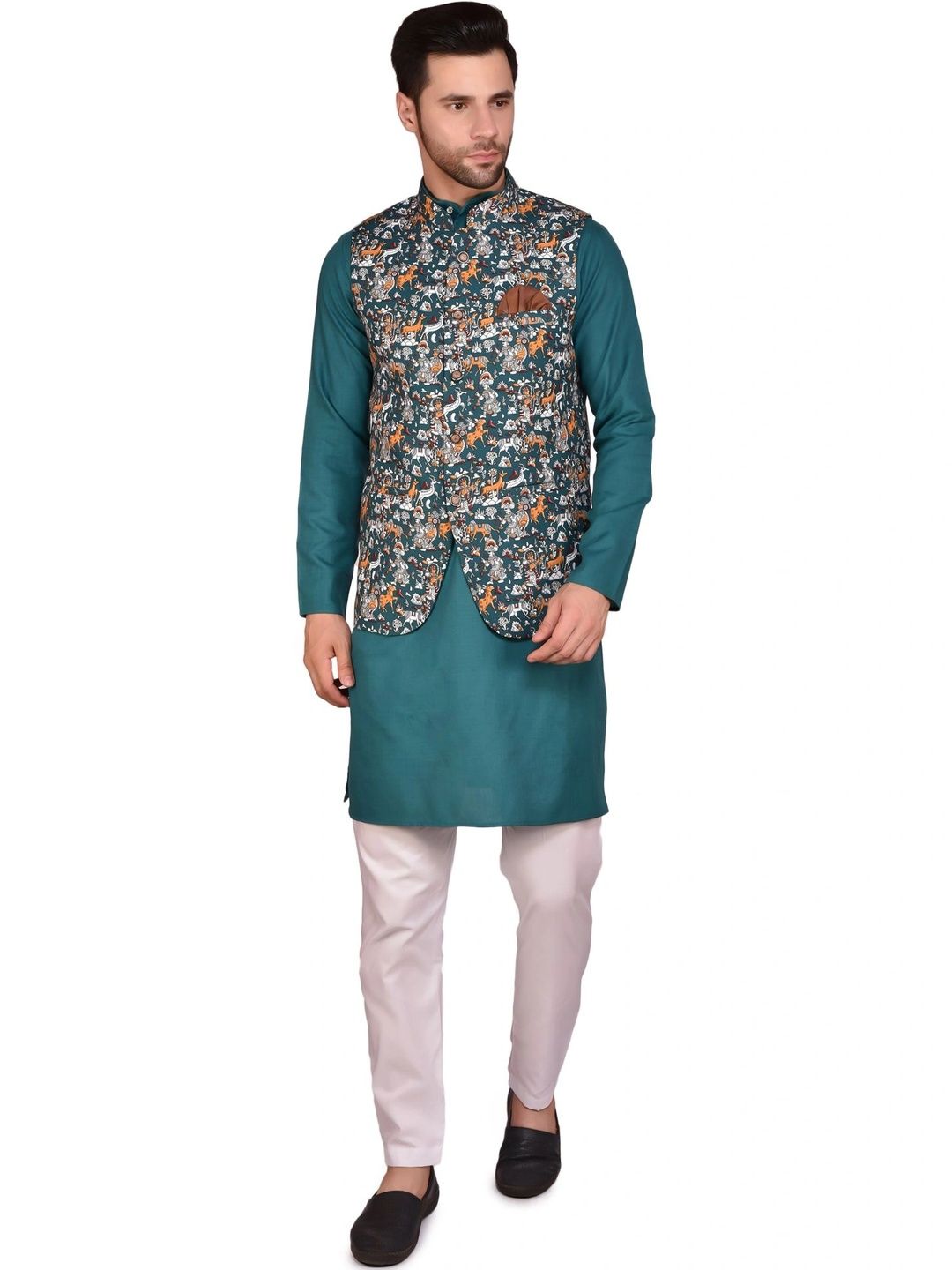 Moda Rapido Men Ethnic Motifs Regular Pure Cotton Kurta with Trousers-picture-36