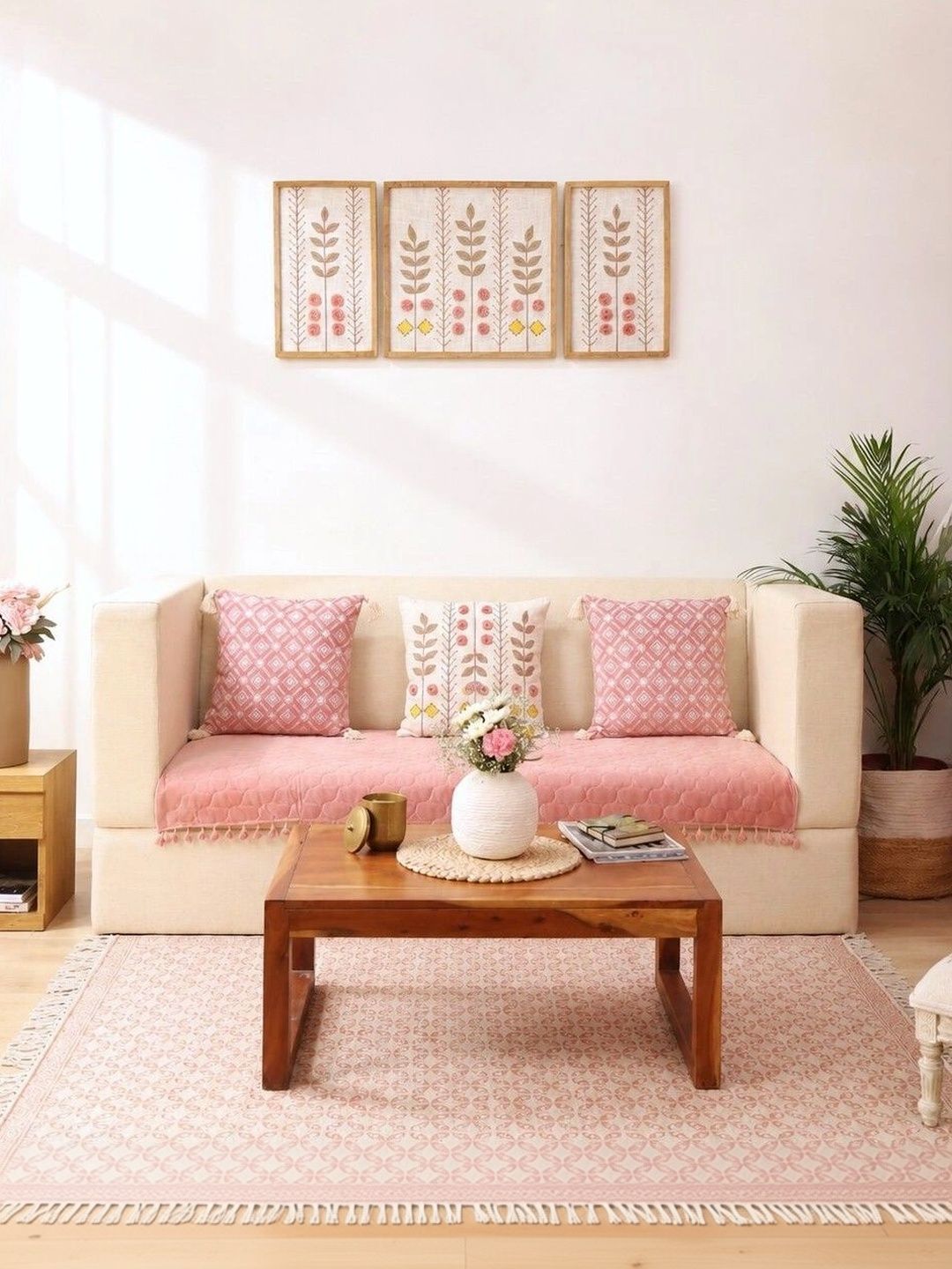 eyda Pink 4 Piece Sofa Cover Without Arms-picture-58