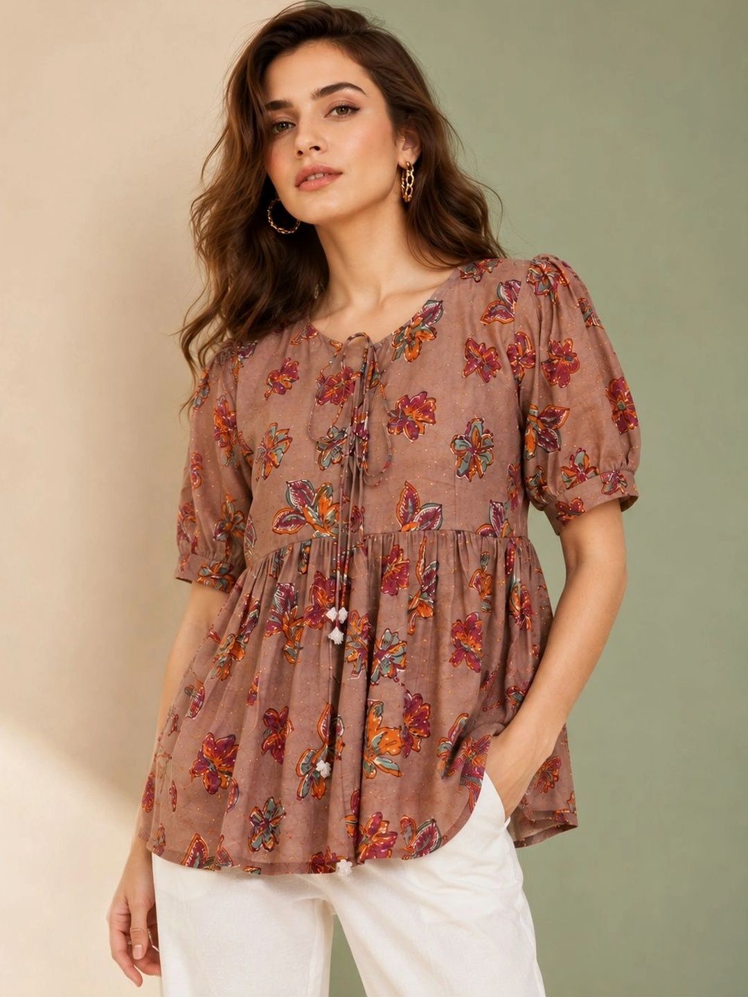 CORSICA Floral Print Puff Sleeve Top-picture-13