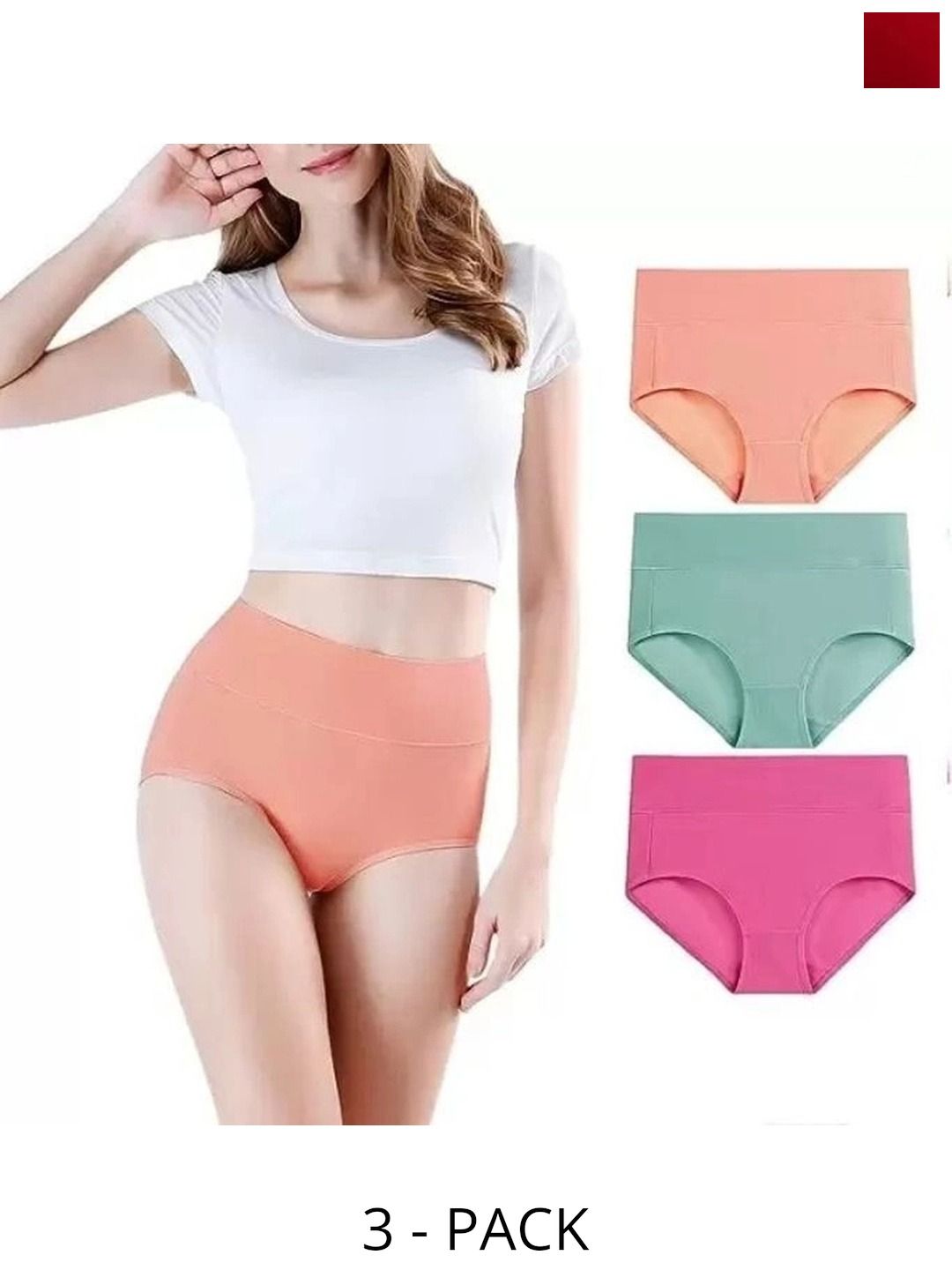 Bebron Women Pack of 3 Assorted Basic Briefs-picture-14