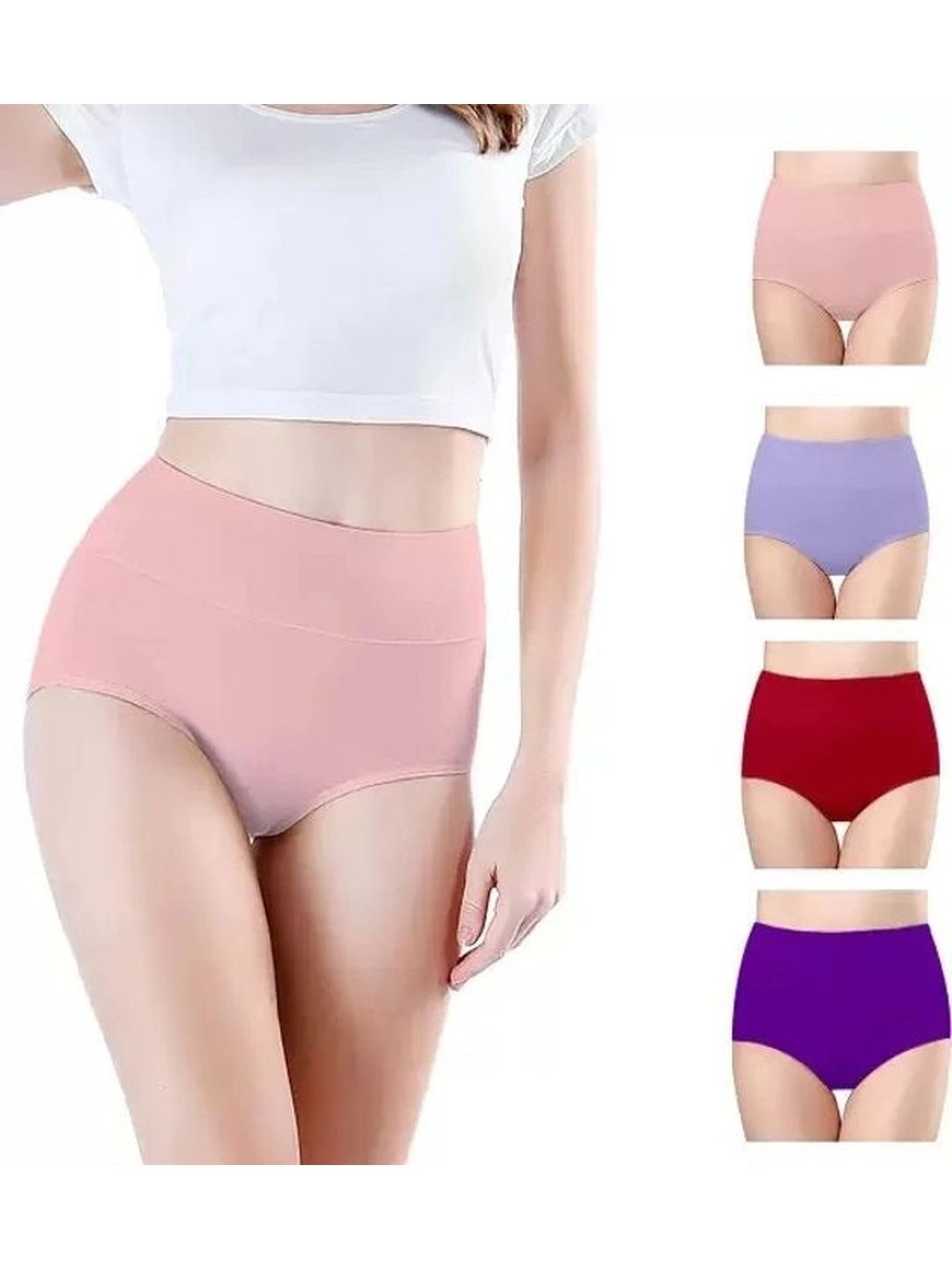 Bebron Women Pack of 4 Assorted Cotton Basic Briefs-picture-45