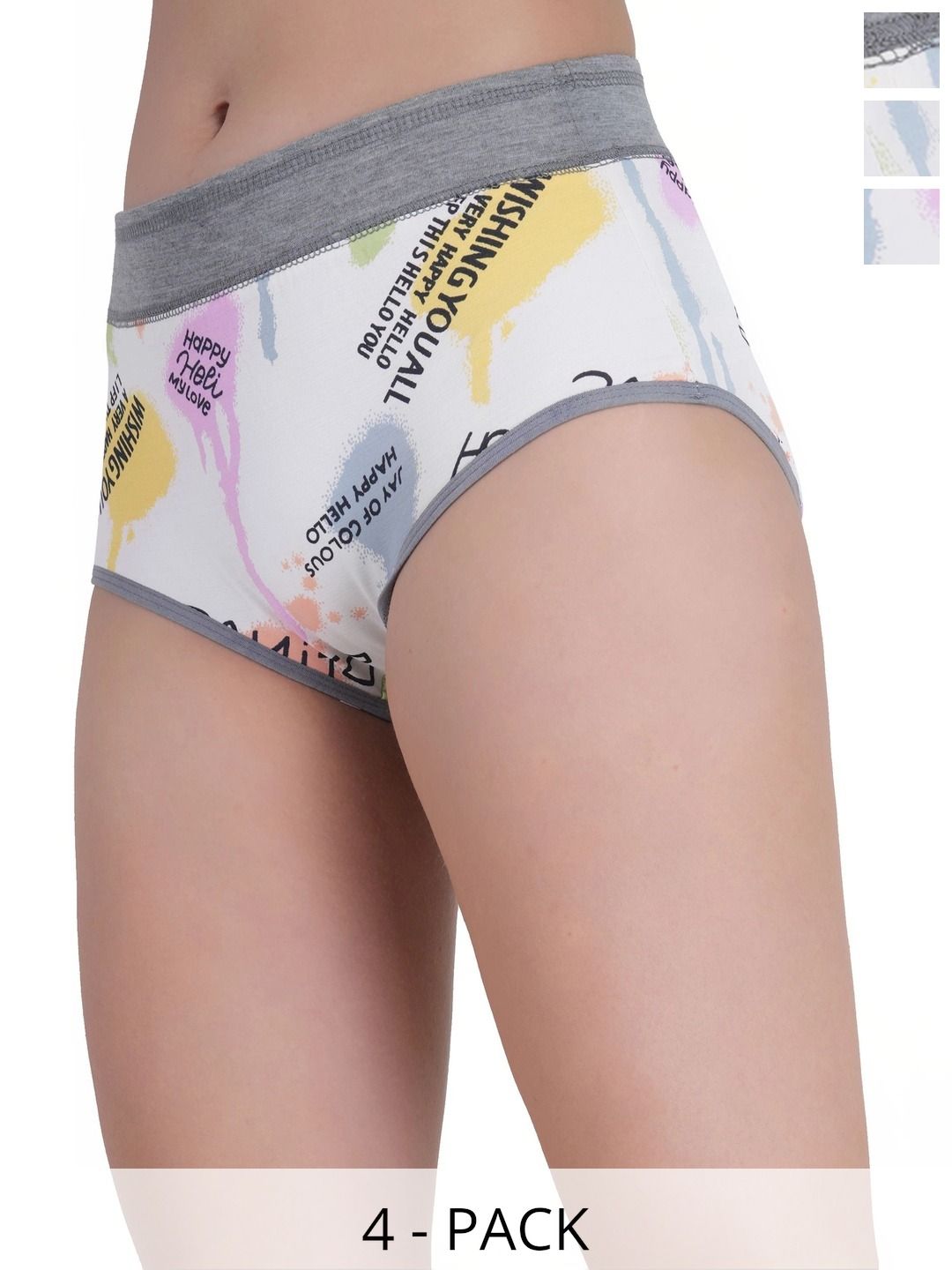 Bebron Women Pack of 4 Printed Assorted Basic Briefs-picture-16